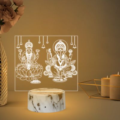 Lord Ganesh Ji Or Laxmi Ji Design Night Lamp